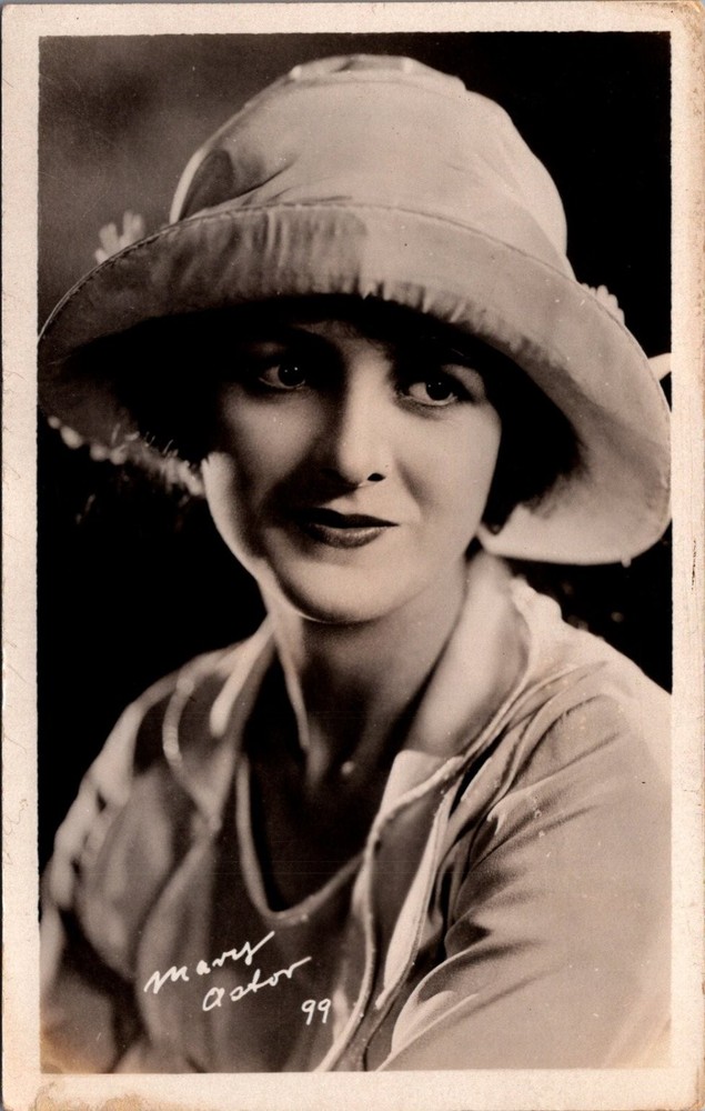 Vintage Mary Astor Signed RPPC Postcard Actress Flapper Hat 1920s Hollywood Star