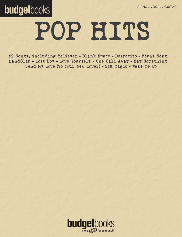 Pop Hits for Piano Vocal Sheet Music Guitar Chords Lyrics 52 Songs Budget Book