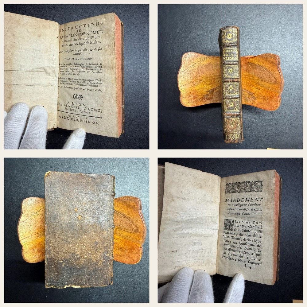 ✝️ 1707 St Charles Borromeo Catholic Confessor Manual French Leather