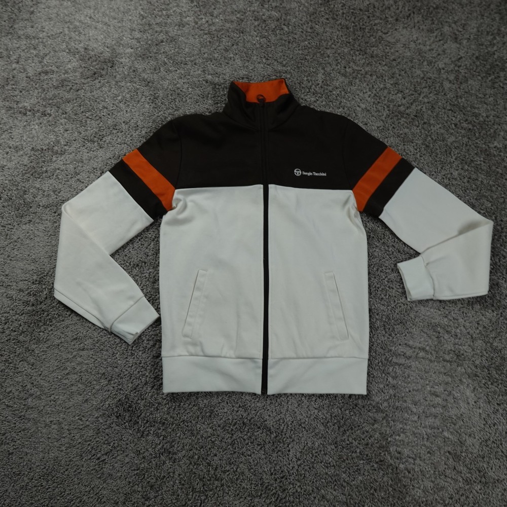 Sergio Tacchini Orion Archivio Tracktop Mens L Orange White Full Zip Colorblock
