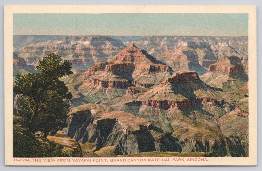 Grand Canyon AZ Yavapai Point Fred Harvey Postcard Printed in Switzerland