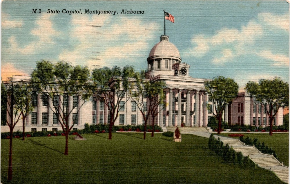 Montgomery, Alabama, State Capitol Building, Jefferson Davis, Postcard