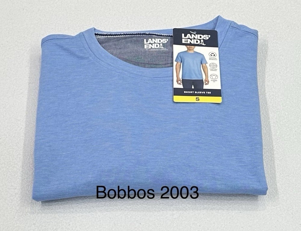 Lands' End Men's Classic Fit 4-Way Stretch Tee, Blue, Size S