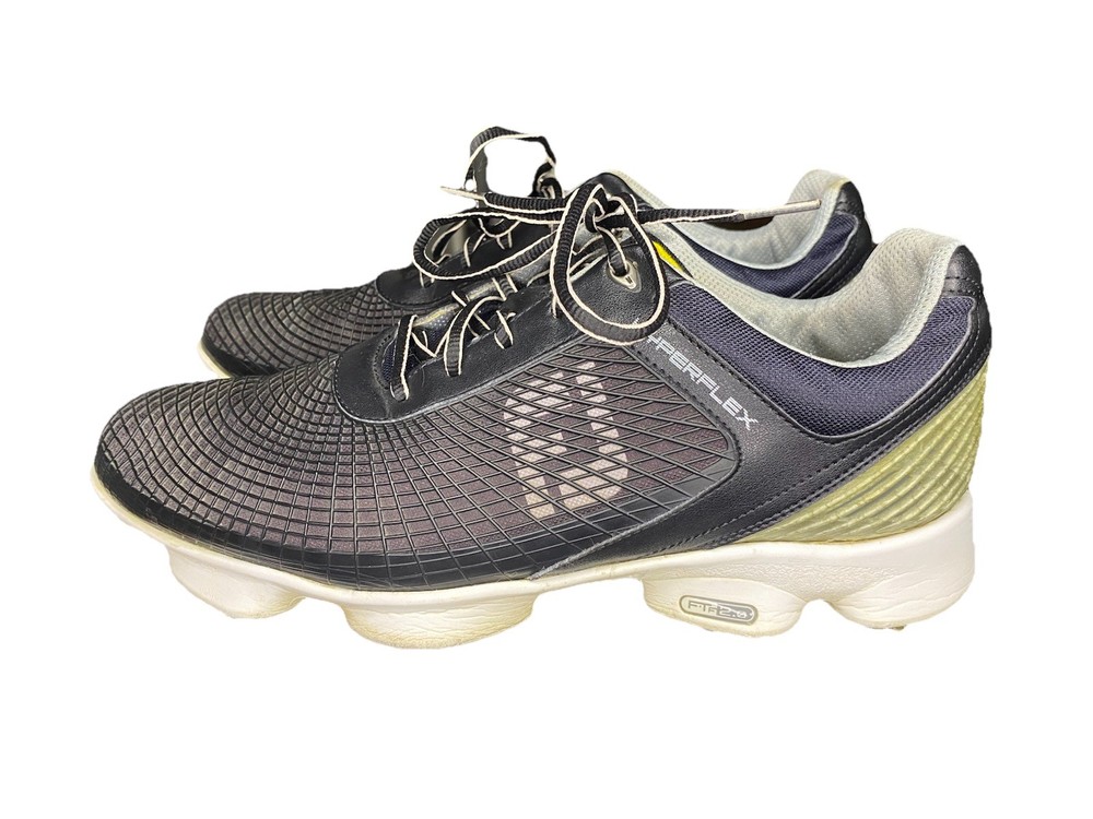 FootJoy Hyperflex Men's Spiked Golf Shoes Lace Up Navy White Yellow Low Top