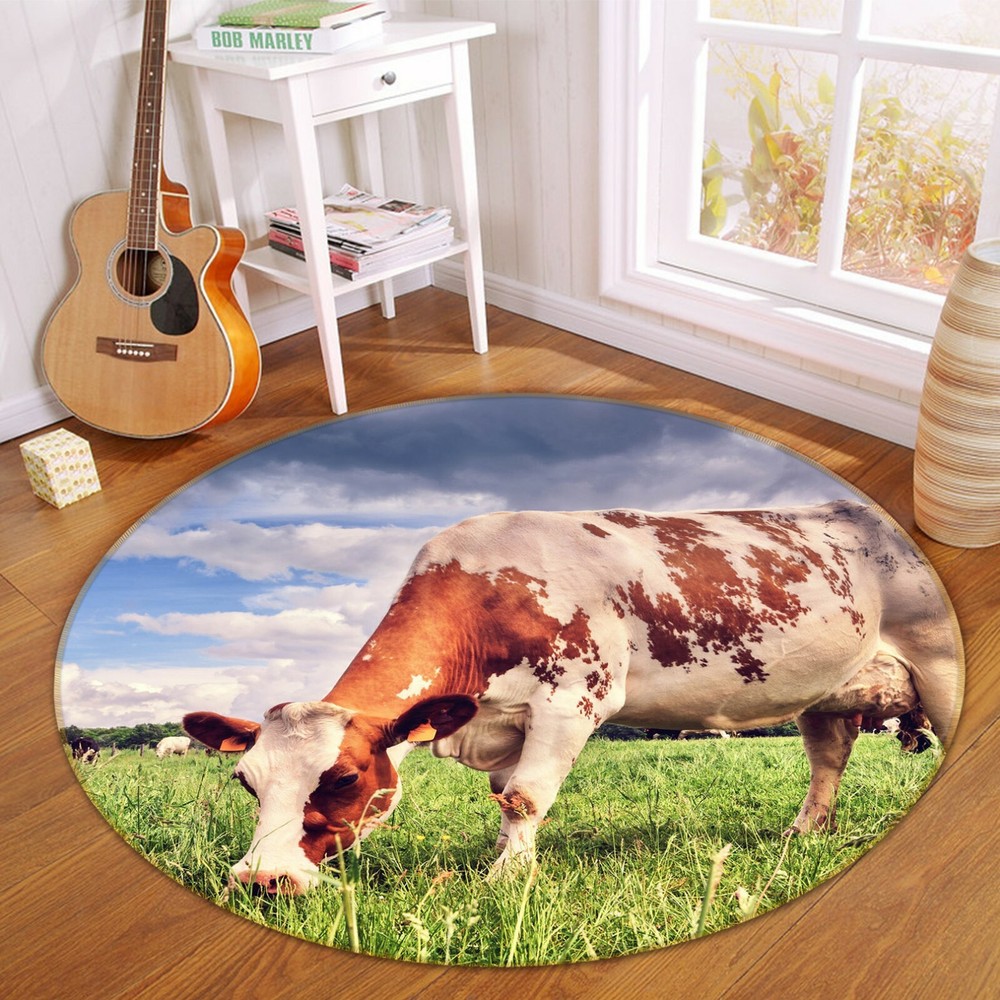 3D Grassland Cow O1922 Animal Non Slip Rug Mat Elegant Photo Carpet Fay