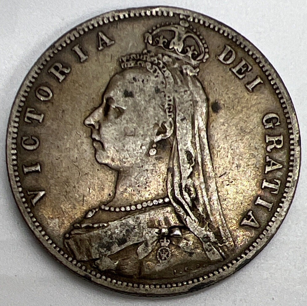 1887 Victoria Half-Crown British Silver Coin Fine Collectible Grade a1170