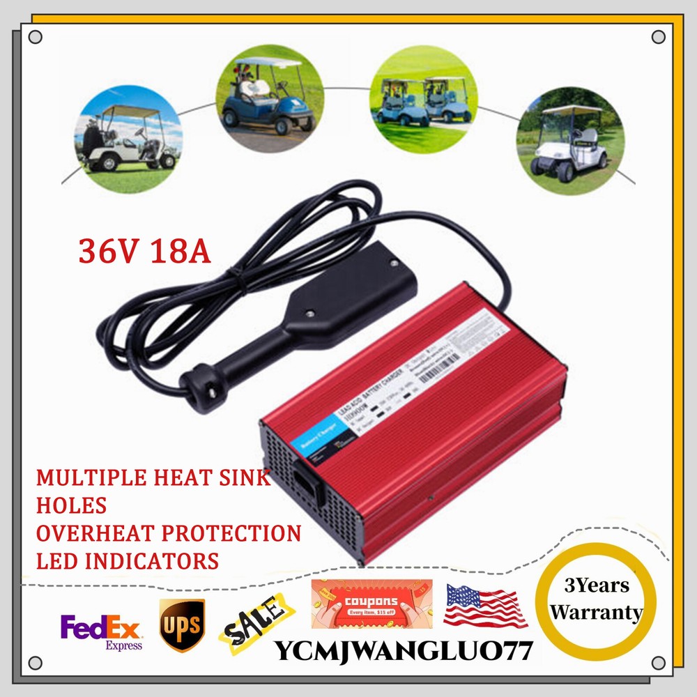 For EZGO TXT 36V 18A Golf Cart 1996 -2023 Battery Charger D Style w/ Power Cord
