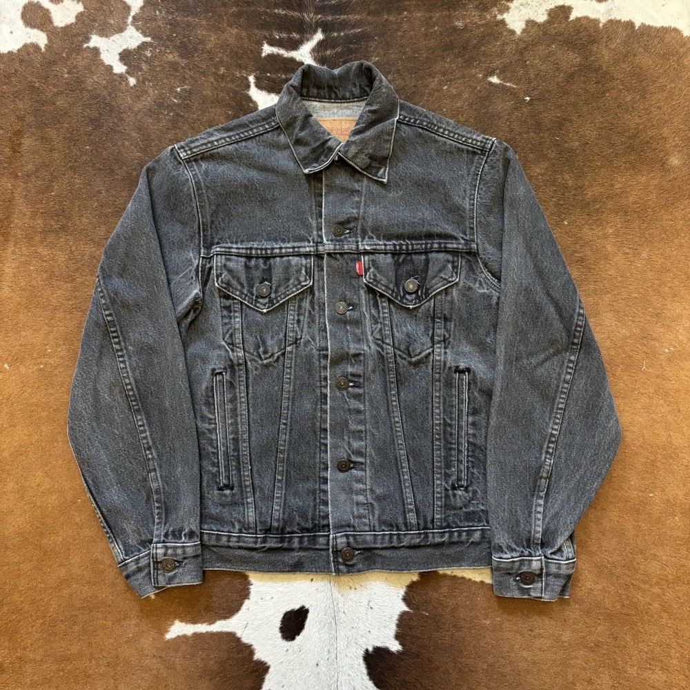 Levi's 70506 0259 Black Denim Trucker Jacket Vintage 80s Dark Wash, USA Made