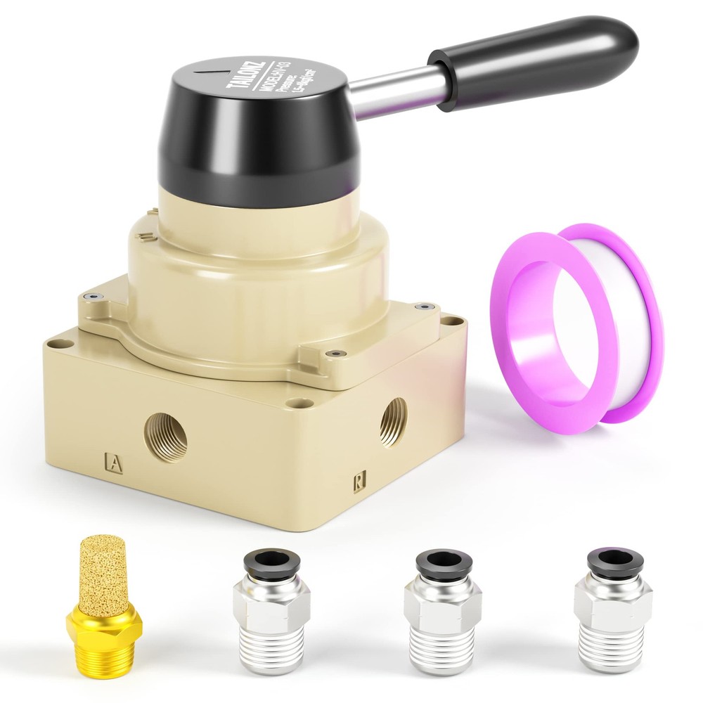 TAILONZ PNEUMATIC Rotary Lever Hand Valve HV-03 3/8”NPT Air Flow Control 3 Posit