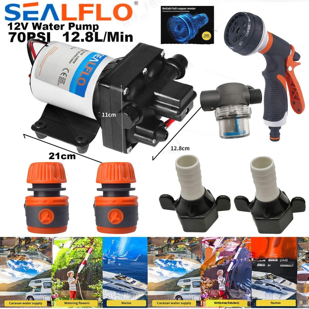 NNEDSZ 12V SEALFLO Water Pump High Pressure Self-priming rv Camping Boat 70PSI 1