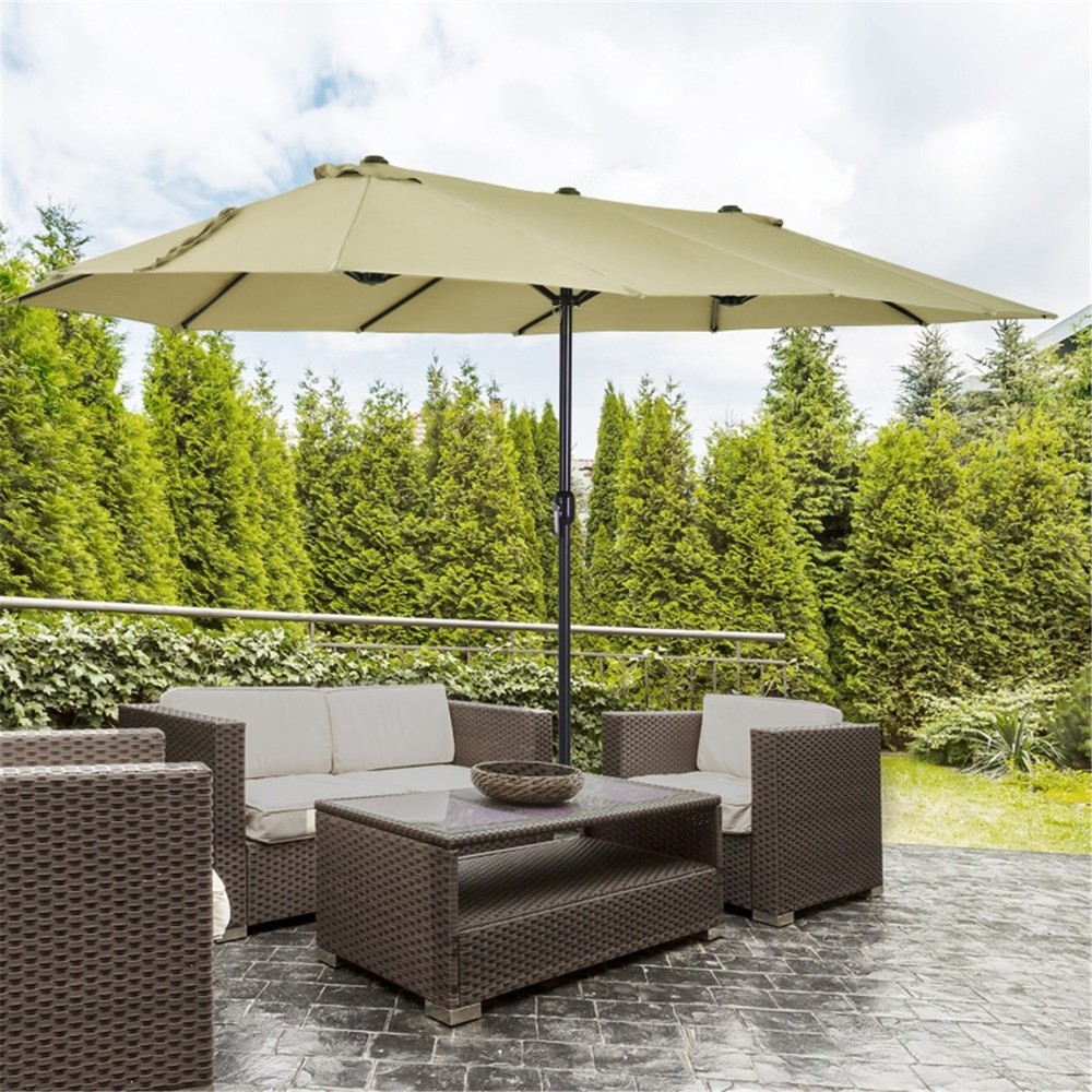 Double-Sided Beach Umbrella for Patio, Market, and Outdoor Sun Shade