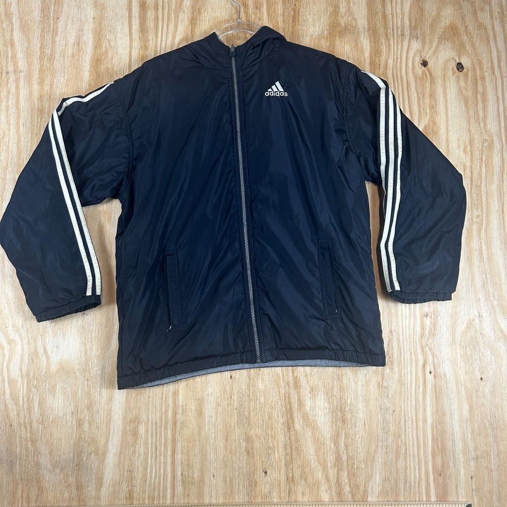 Adidas Reversible Windbreaker Fleece Jacket Hooded Full Zip Men's Large Y2K