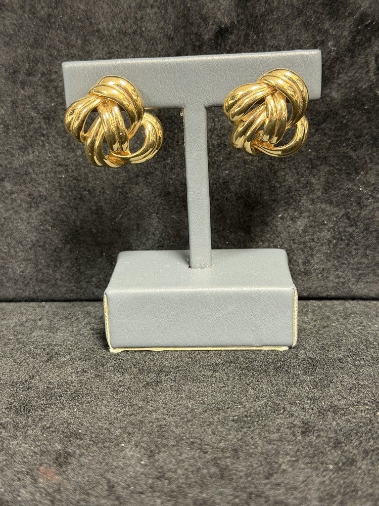 Vintage Stud Pierced Givenchy Knot Earrings  in Gold Tone