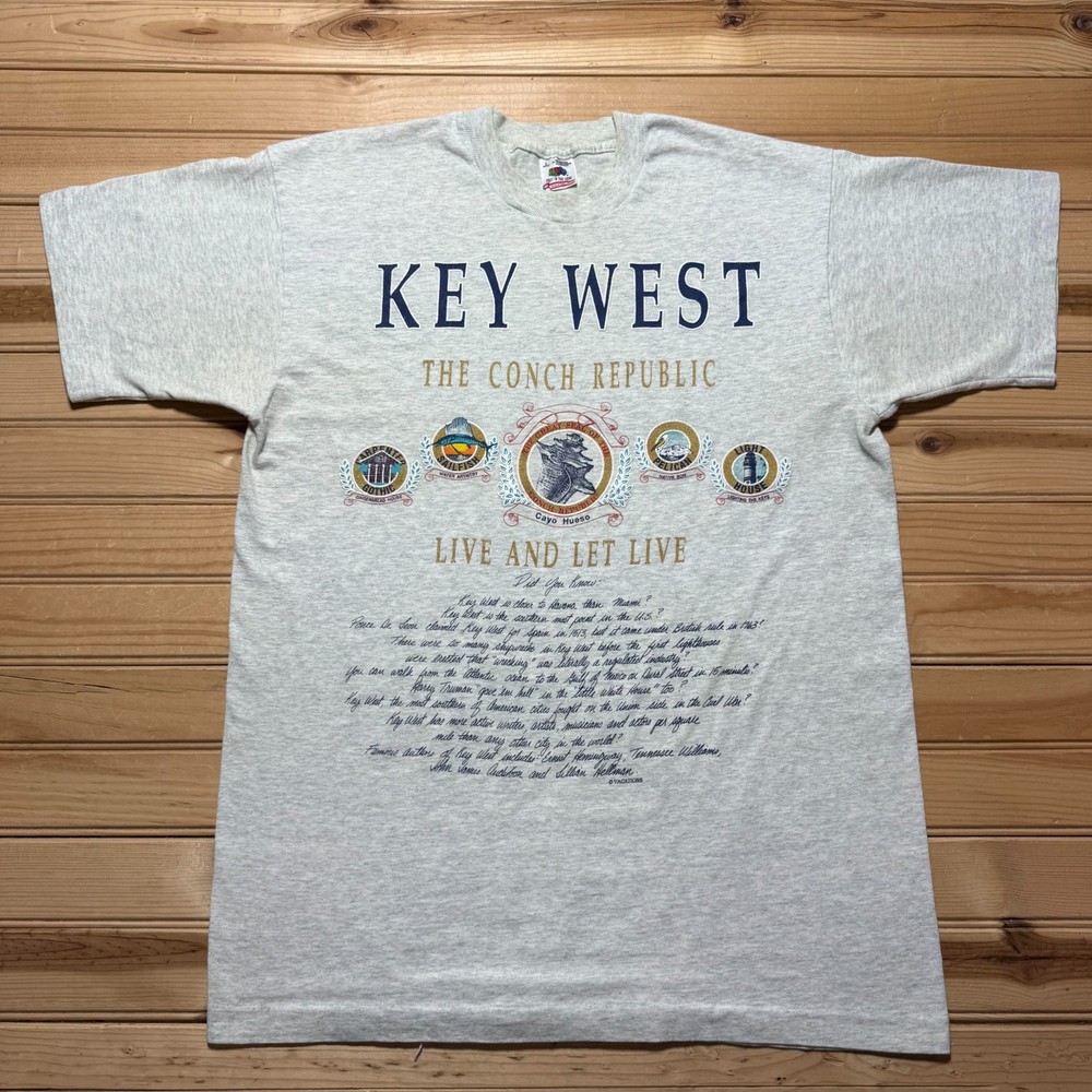 Vintage 90s Key West The Conch Republic Graphic T-Shirt USA Made - Size Large