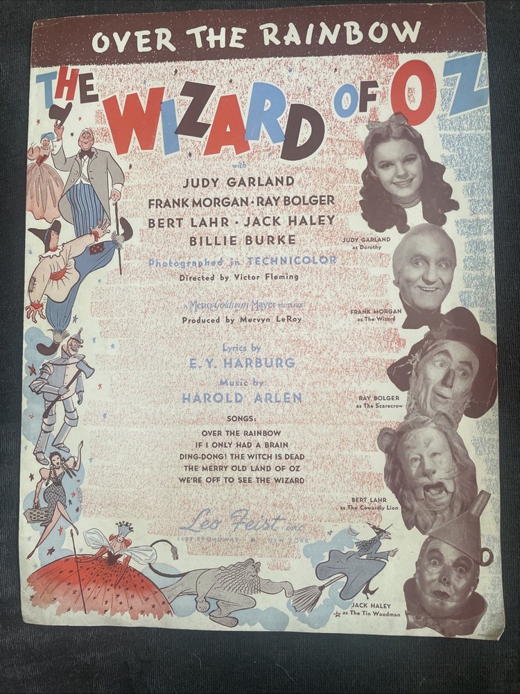 Vintage 1939 The Wizard of Oz Over The Rainbow Sheet Music Missing Sheet