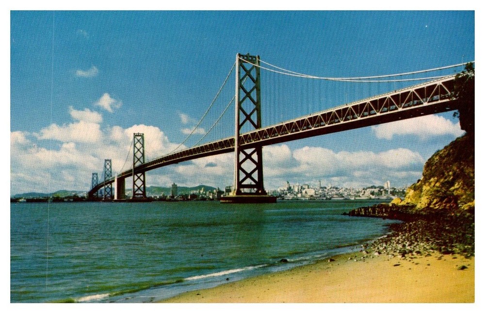 c1960 Looking Up at the Bay Bridge San Francisco California Vintage Postcard