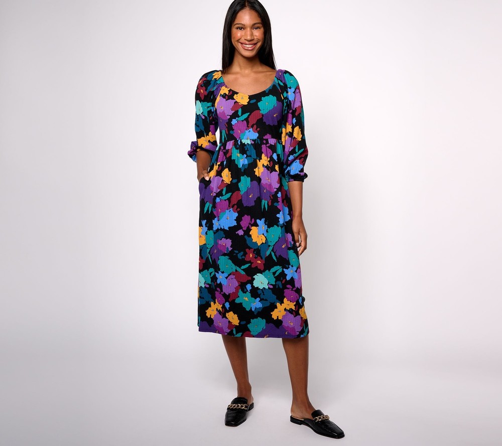 Anybody Women's Dress Sz L Daydreamer Knit Printed Medium Grey Heather A619747