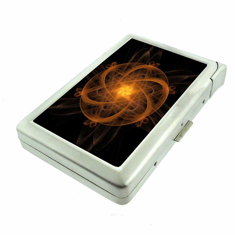 Abstract Atom EM1 100s Cigarette Case with Built-in Lighter - Metal Wallet Design-image