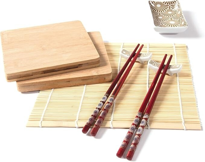Sushi Making Book & Serving Kit | Japanese Food Gift Box Set | New