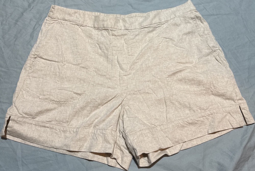 Banana Republic Linen Blend Women's Shorts Beige Size XL Stretch Waist Pockets