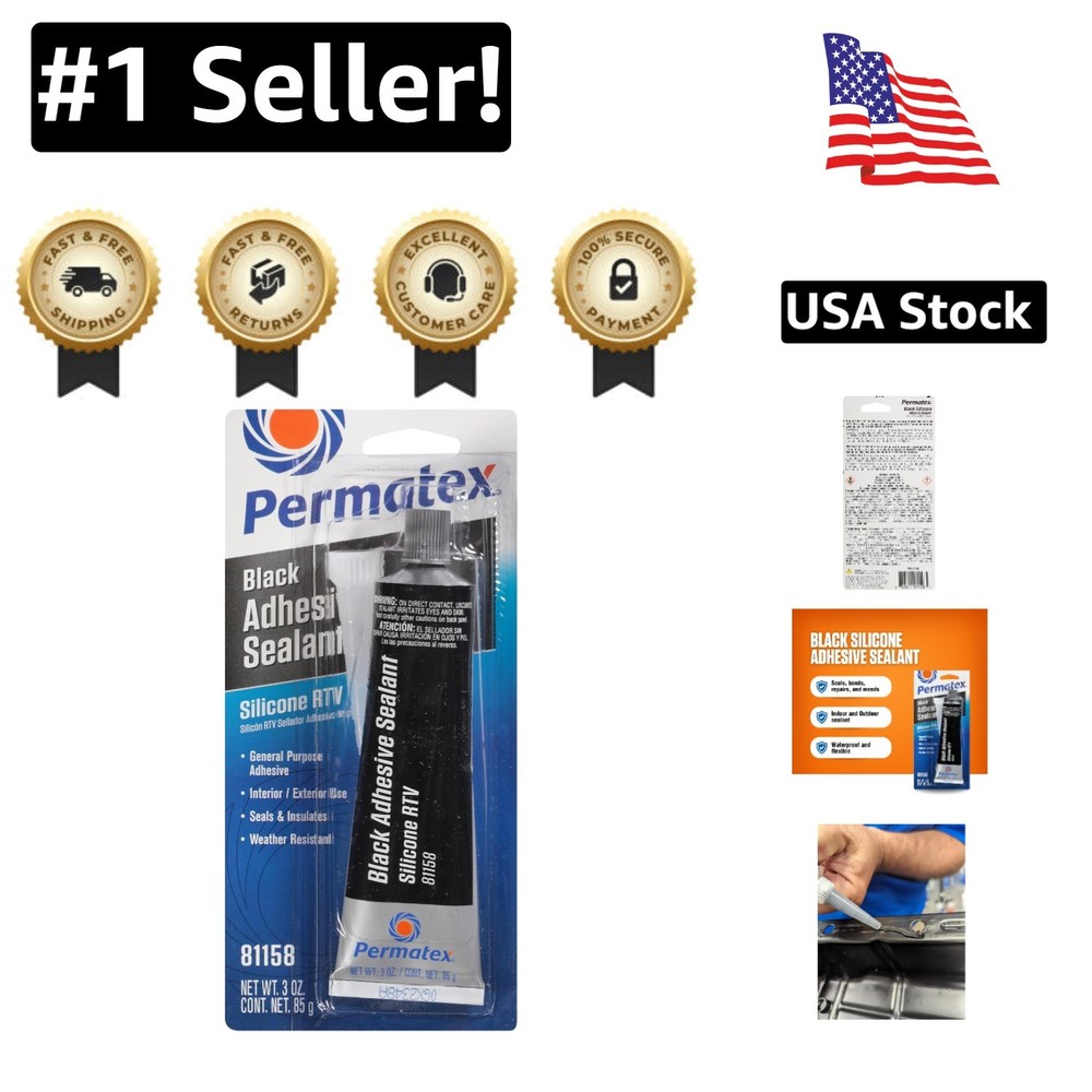 Multipurpose Black Silicone Adhesive Sealant 3 oz. - Water & Heat Resistant