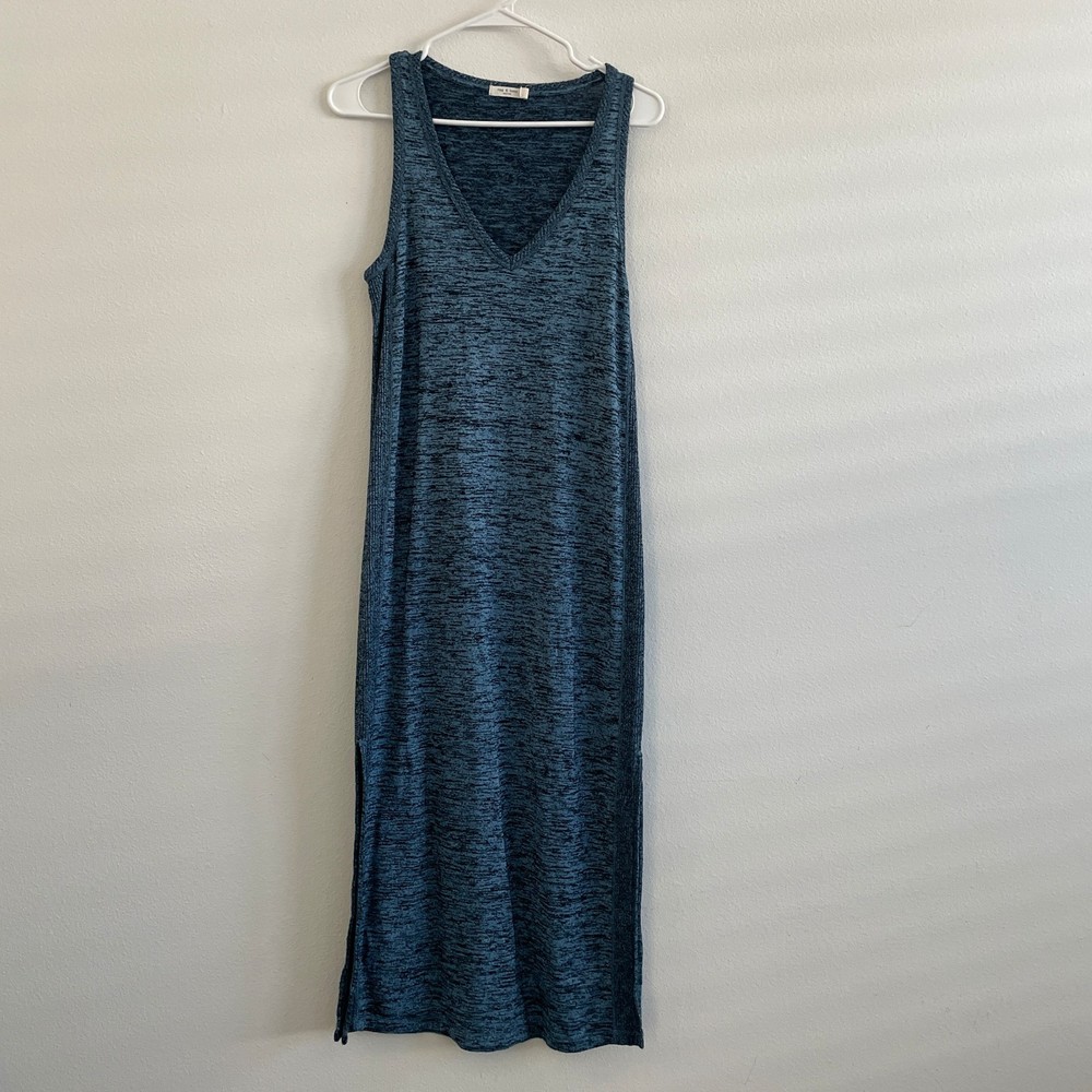 Rag & Bone Slip Dress Women S Blue Heather Midi Shift Tank Style Minimalist