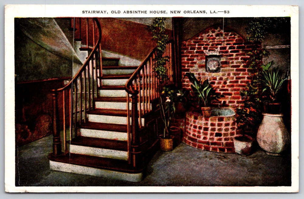 Interior~Stairway Old Absinthe House New Orleans Louisiana~Vintage Postcard-image