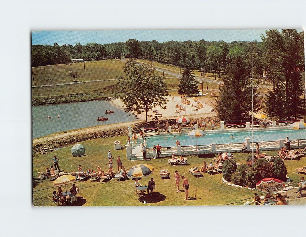 Postcard The Swimming Pool and Beach at Mount Airy Lodge Mount Pocono PA USA