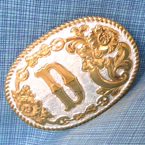 Vintage Western D Monogram Belt Buckle by Crumrine USA HSPOJB TAZ719