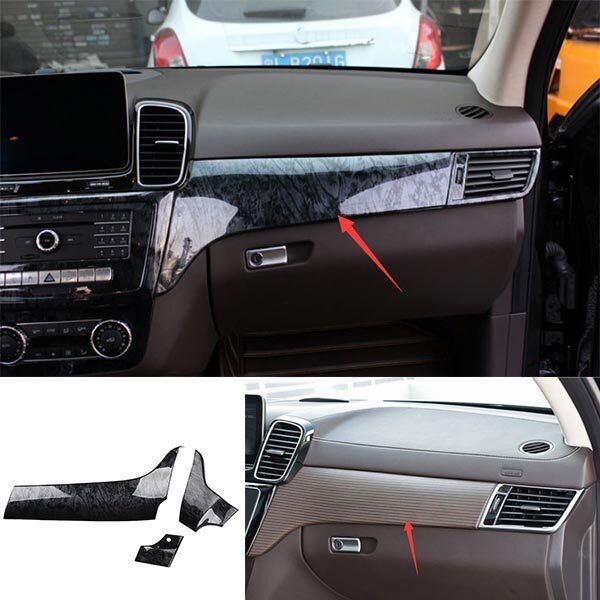 For Benz GLS GLE 2016-19 Black Wood Grain Central Console Dashboard Panel Trims