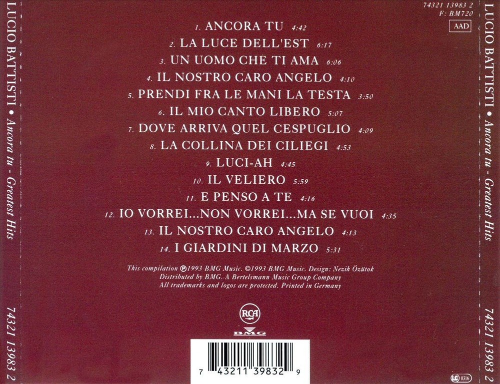 Lucio Battisti Ancora Tu: Greatest Hits New Cd