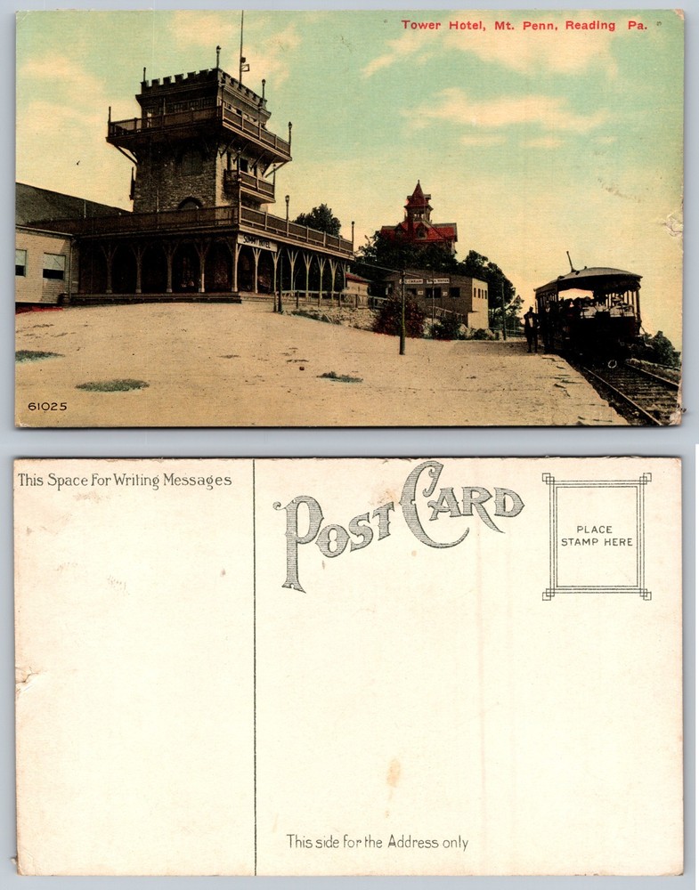 Tower Hotel Mt Penn Reading PA Railroad Postcard