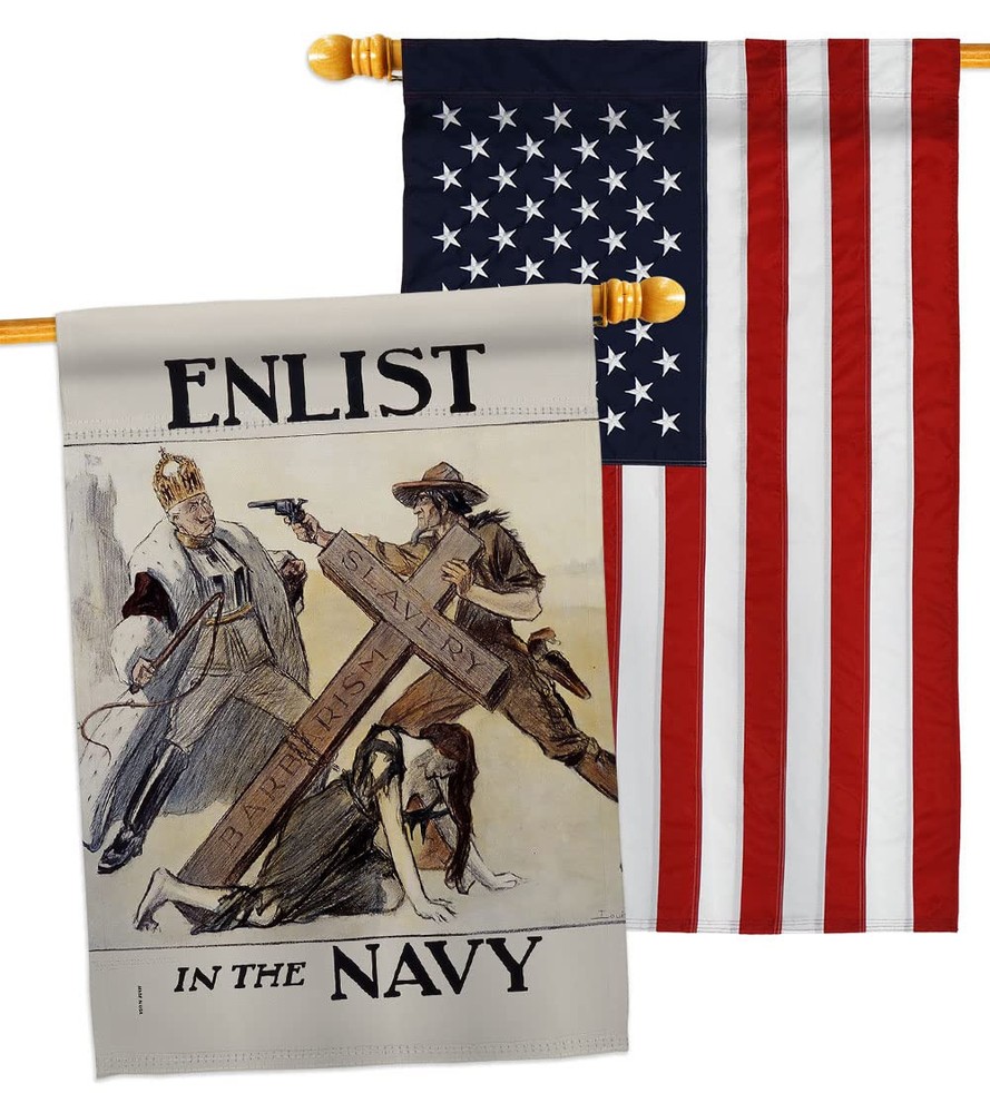 Slavery Barbarism House Flag Pack Armed Forces Navy USN Seabee United State A...