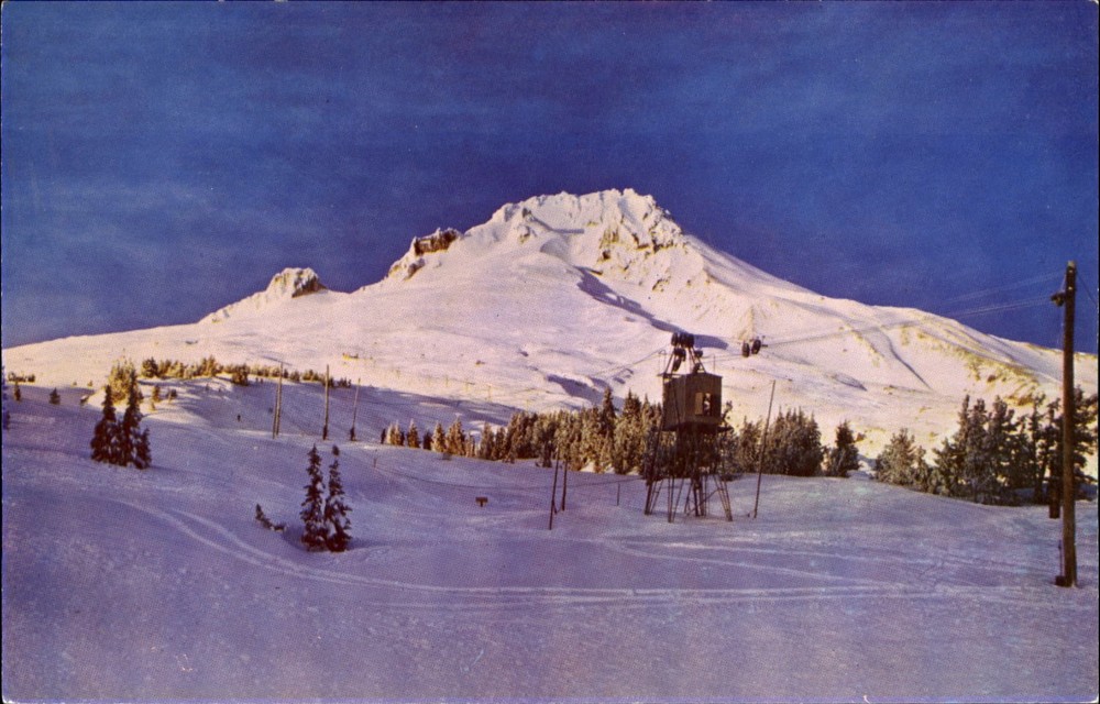 Ski tow at Timberline Lodge ~ Mount Hood Oregon ~ snow skiing 1950s
