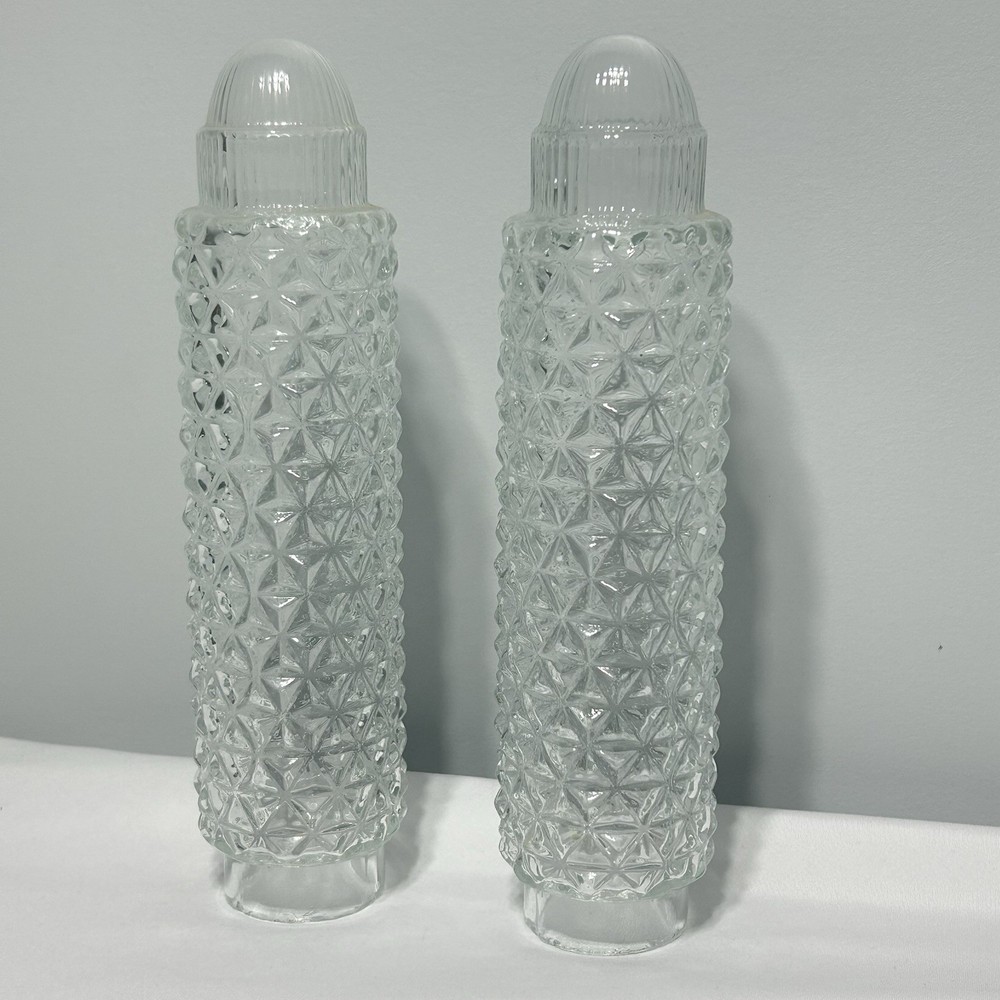 (2) Vintage Art Deco Glass Skyscraper Torpedo Bullet Lamp Shade Fitters