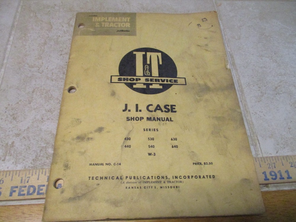Vtg I&T Shop Service Manual Service Tractor J.i. Case 430 440 530 540 630 W-3