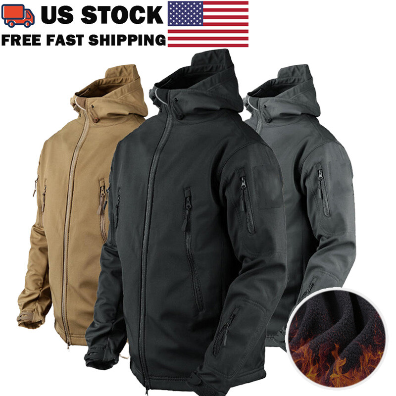 UAS Mens Jacket Winter Warm Waterproof Hooded Combat Outdoor Tactical Coat Tops