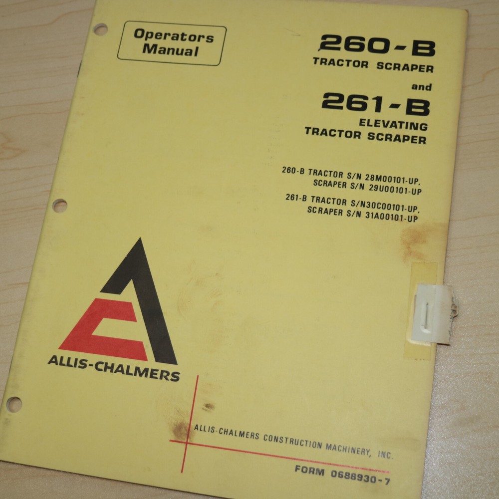 AC Allis Chalmers 260B 261B Tractor Scraper Operator Owner Manual-image