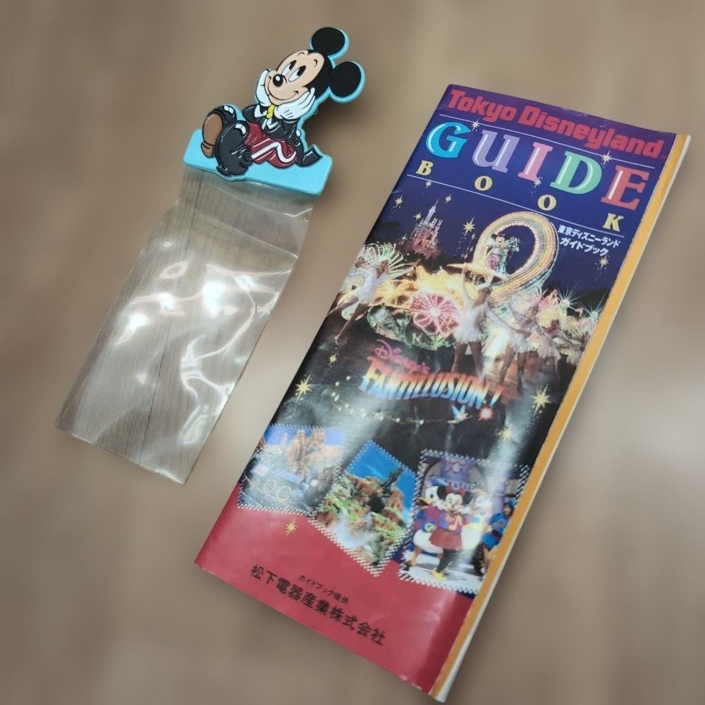 Tokyo Disneyland 1996 Guidebook & Mickey Ticket Holder Retro