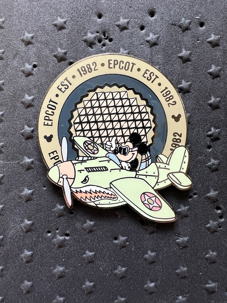 Disney WDW 2000 EPCOT Spaceship Earth Mickey Flying Plane Limited Edition 7500 Pin