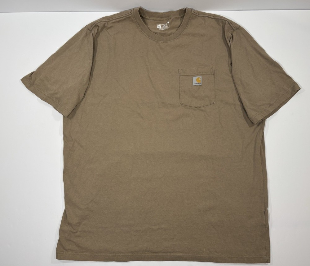 Carhartt Men's XXL Loose Fit Heavyweight Short-Sleeve Pocket T-Shirt Tan Beige