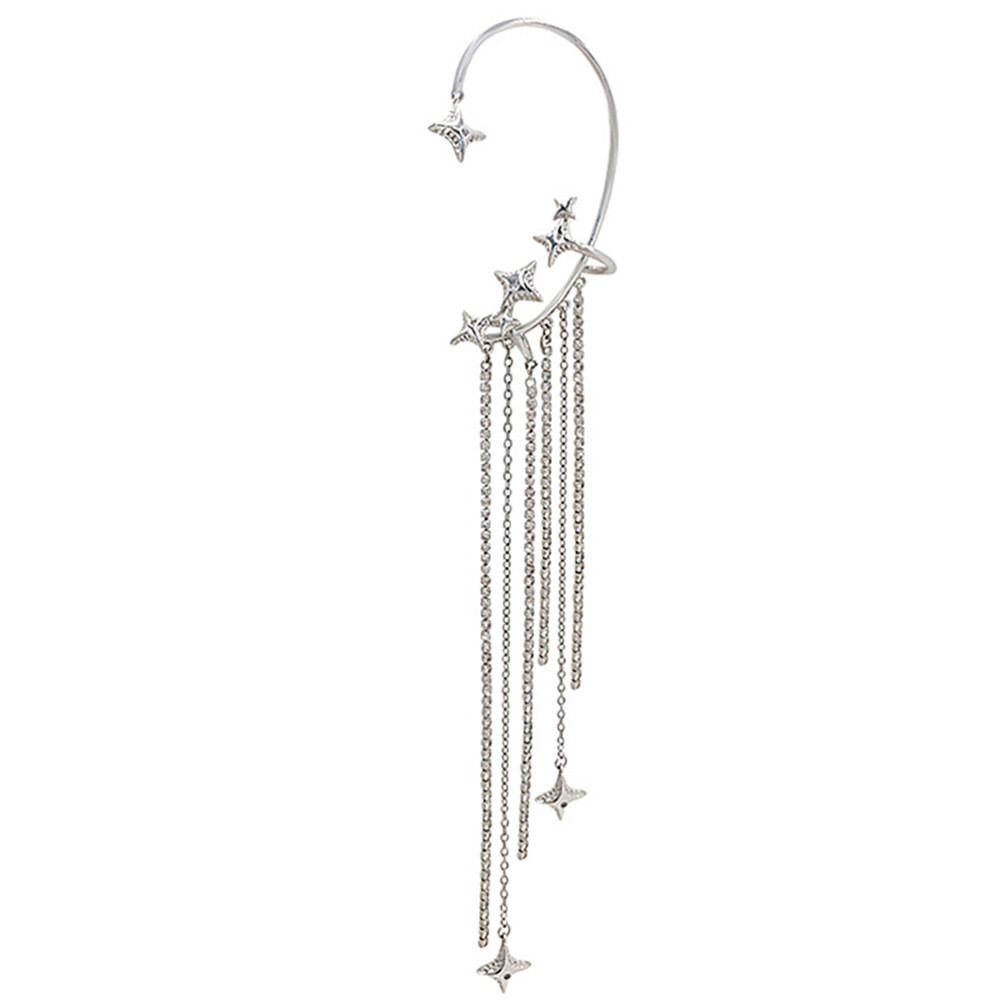 Elegant Pentagram Fish Earrings with Sparkling Rhinestone Visor Design