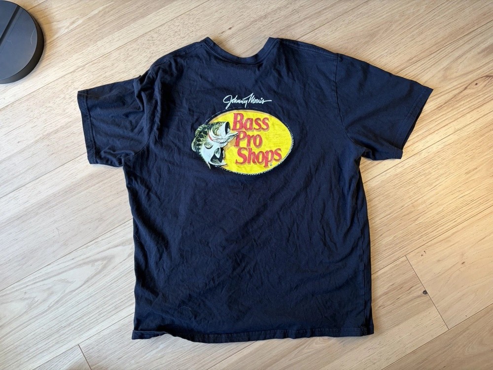 Bass Pro Shops Black XL Fish Logo Cotton Crew Neck Short Sleeve Men's T-Shirt