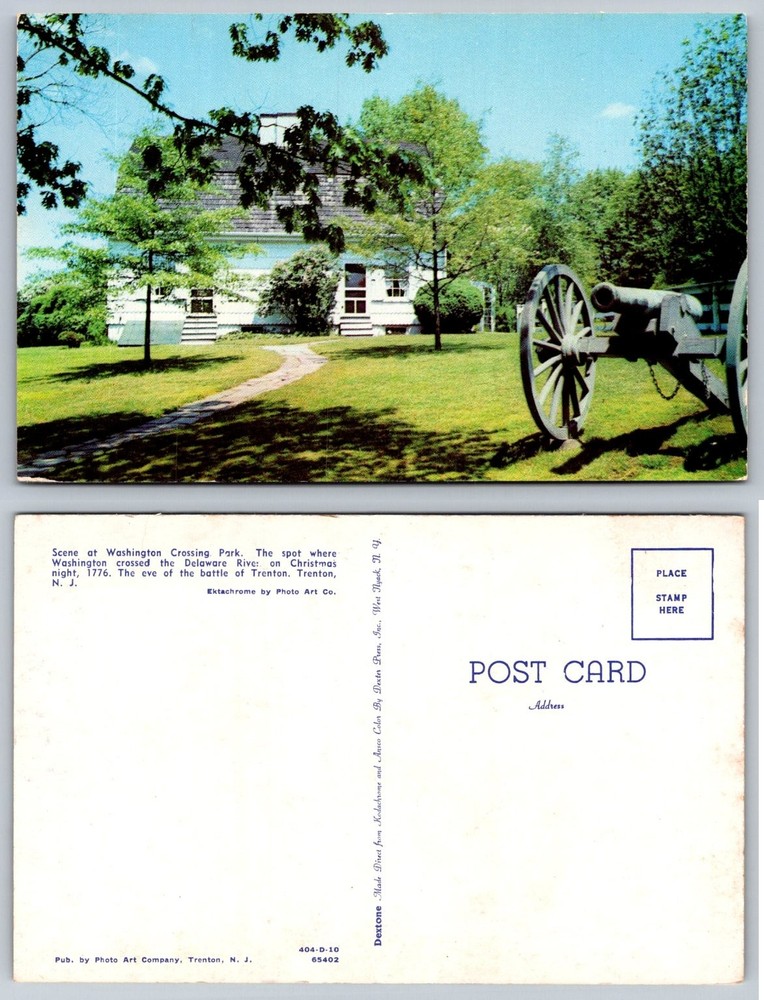 Washington Crossing Park NJ Postcard - Delaware River & Cannon Scene