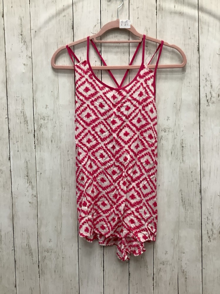 Paper Moon Women’s Small Pink & White Geometric Ikat Sleeveless Tank Top Shirt
