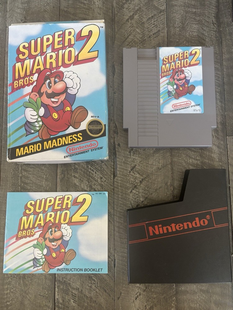 Super Mario Bros. 2 (Nintendo NES, 1988) COMPLETE CIB Authentic Tested +Inserts!