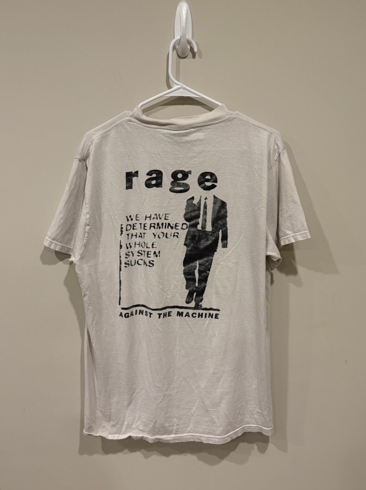 GRAIL VINTAGE Rage Against the Machine T Shirt 90s Band Large Whole System Sucks