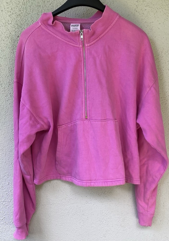 PINK Victoria's Secret Pink 1/2 Zip Sweatshirt Women's Regular L Cotton Blend