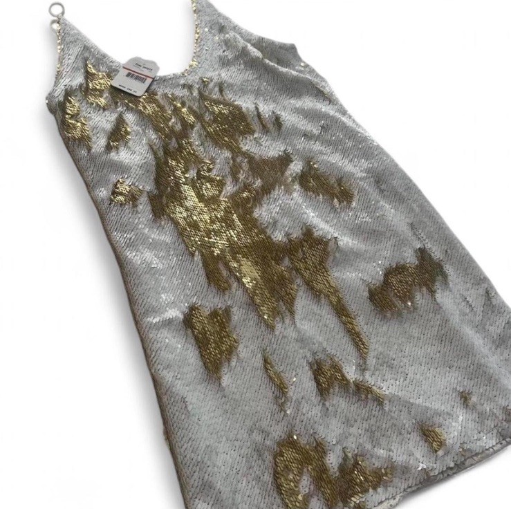 Free People Intimately Gold Sequin Slip Dress Party/Cocktail, Size XS