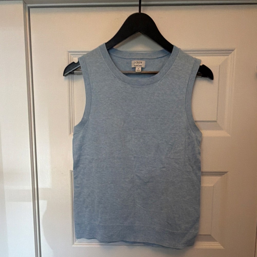 J.CREW Light Blue Knit Classic Shell Sleeveless Crew Neck Top Women’s S